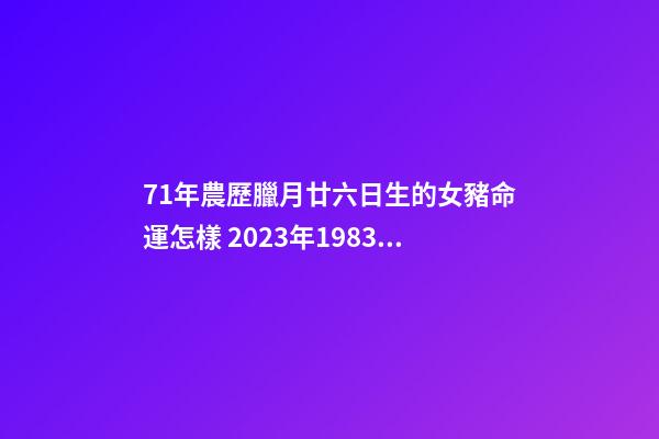 71年農歷臘月廿六日生的女豬命運怎樣 2023年1983年農歷5月19日屬豬的運勢？-第1張-觀點-玄機派